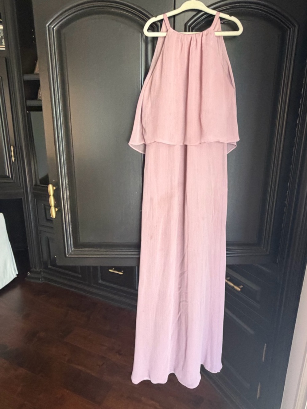 David's Bridal Dusty Pink Halter-Style Girls Formal Dress - Picture 2 of 4